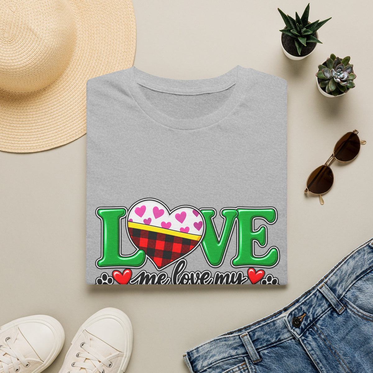 Love Me Love My Dog T-Shirt — Buffalo Plaid & Heart