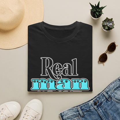 Real Man Loves Dogs T-Shirt — Vintage Paw Print Graphic