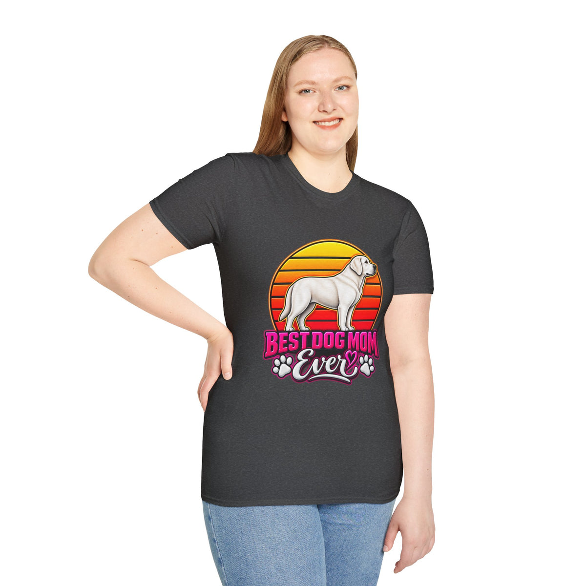 Best Dog Mom Ever T-Shirt – Retro Sunset Labrador Dog Mom Gift
