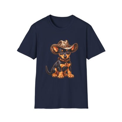 Cowboy Pup T‑Shirt  Cute Dachshund in Western Hat