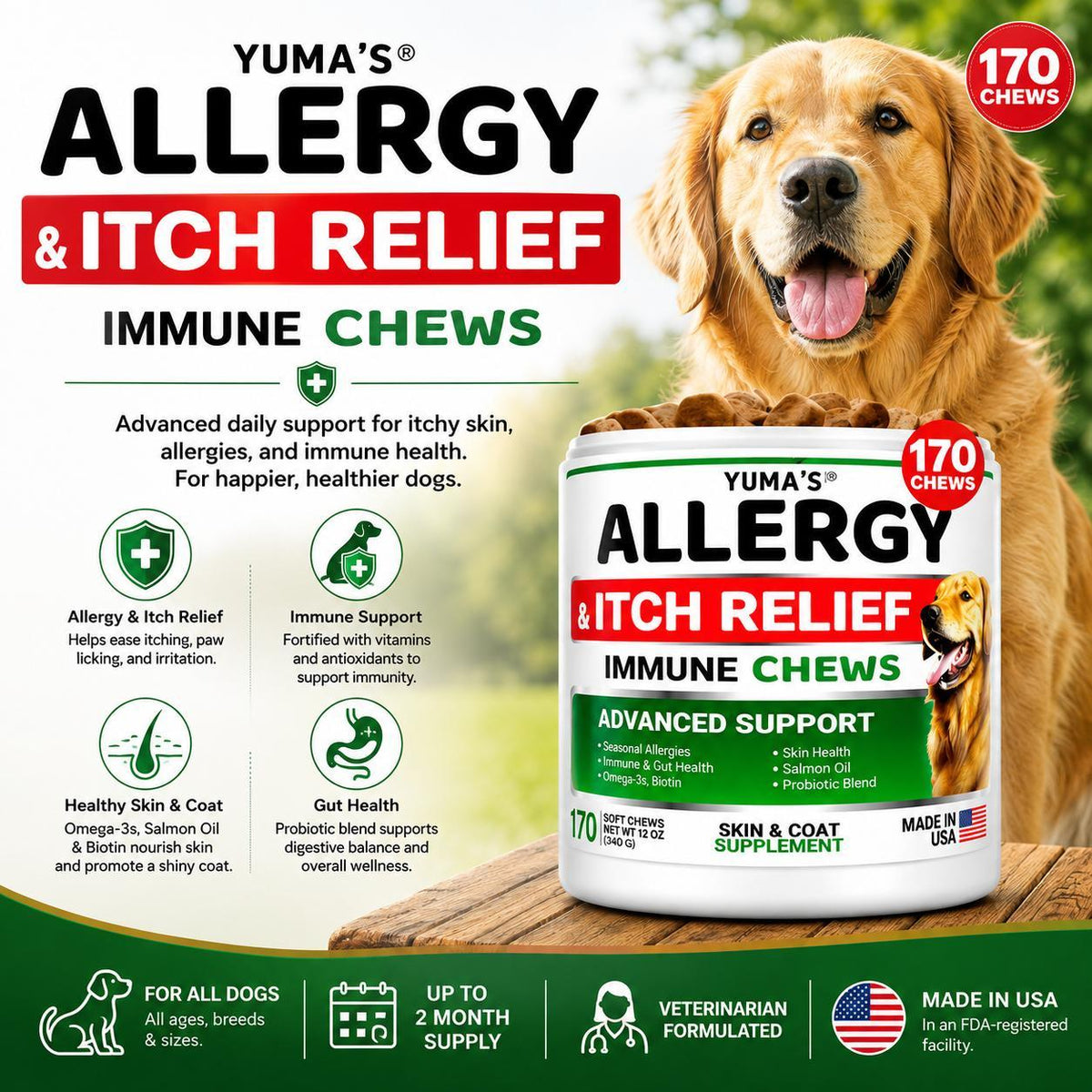 Dog Allergy Relief Chews for Itchy Skin