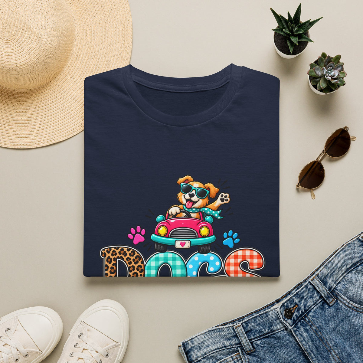 Dogs Welcome Graphic T-Shirt — Cute Puppy Car Design