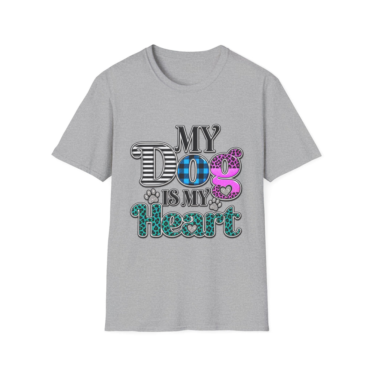 My Dog Is My Heart T-Shirt — Colorful Plaid