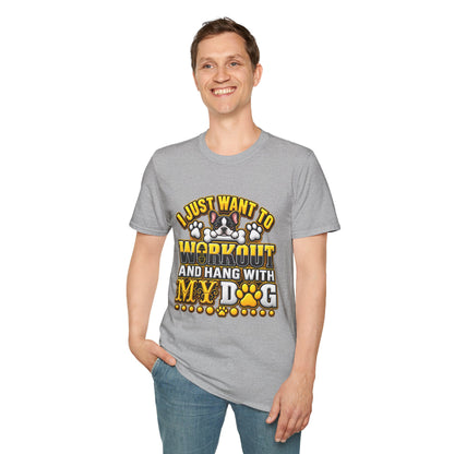 Workout & Hang With My Dog T-Shirt — Funny Dog Lover Fitness Tee