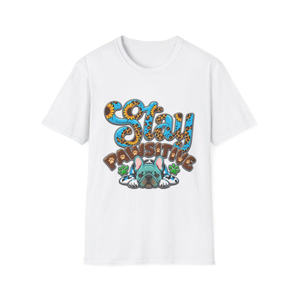 T-Shirt — "Stay Pawsitive" Floral Leopard Dog Graphic Tee