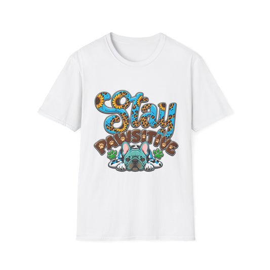 T-Shirt — "Stay Pawsitive" Floral Leopard Dog Graphic Tee