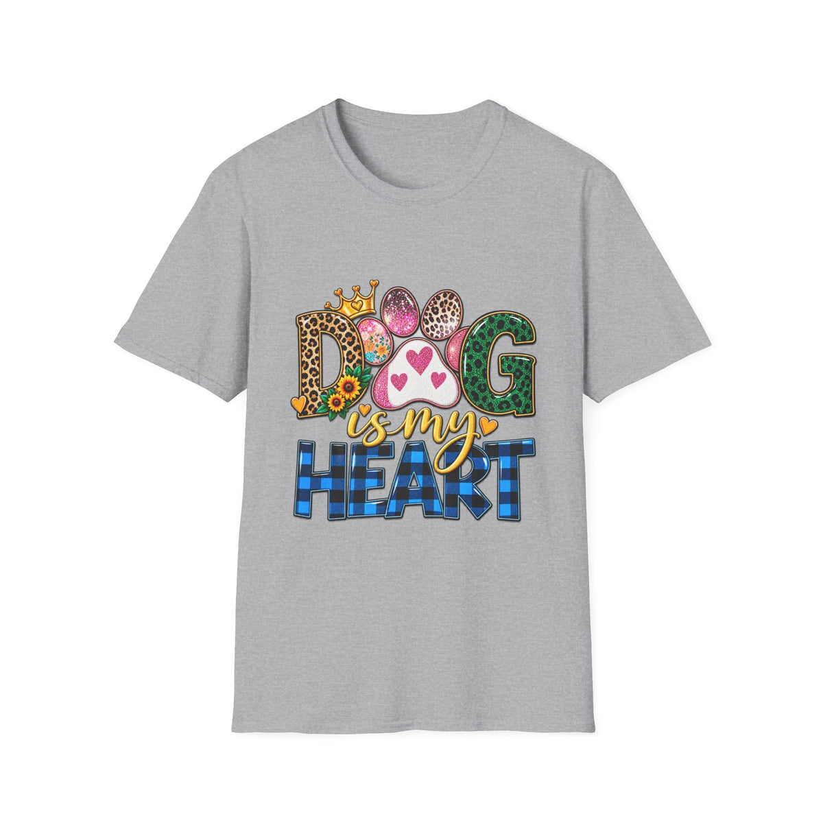 Dog Is My Heart T-Shirt — Colorful Paw Print