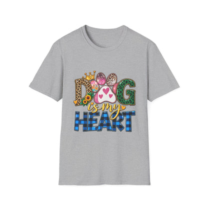 Dog Is My Heart T-Shirt — Colorful Paw Print