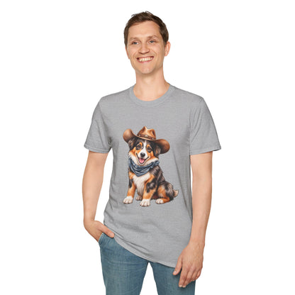 Cowboy Dog T-Shirt — Cute Australian Shepherd in Hat