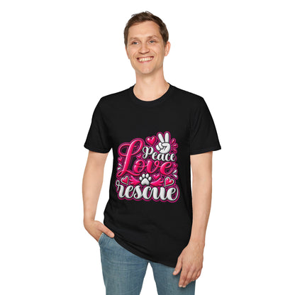 Rescue Love T-Shirt — "Peace Love Rescue" Pet Rescue Animal Advocate Tee