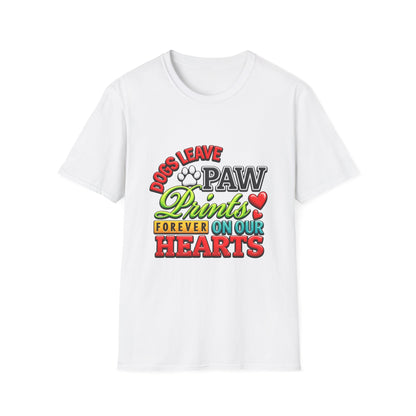 Dogs Leave Paw Prints T-Shirt — "Paw Prints Forever on Our Hearts" Memorial Tee