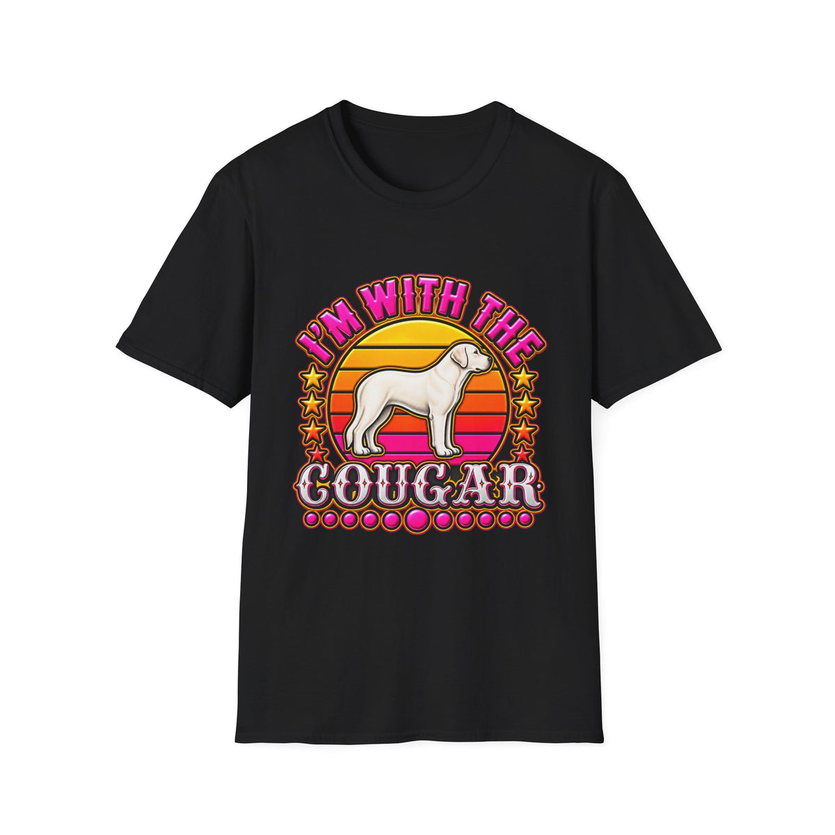 I'm With the Cougar T-Shirt – Retro Sunset Cougar Graphic Tee