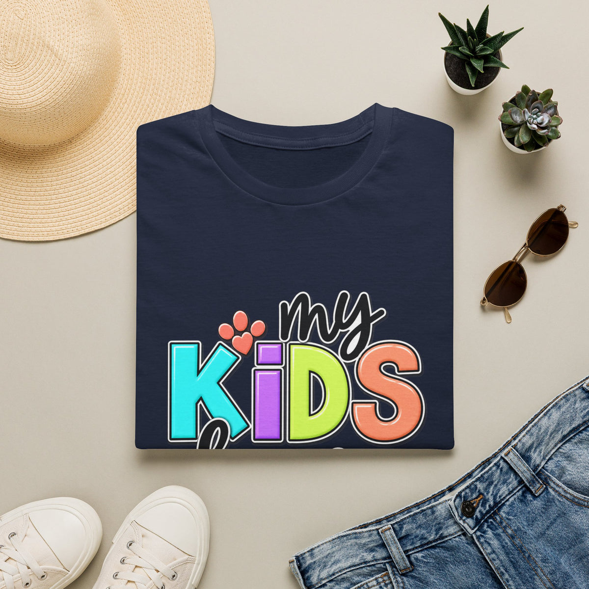 My Kids Have Paws T-Shirt — Colorful Pet Parent Mom Tee