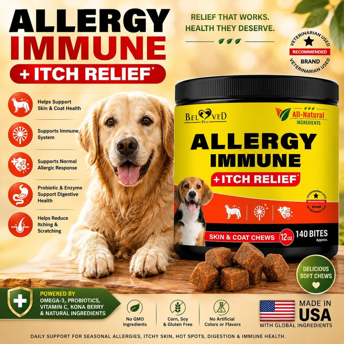Dog Allergy Relief Chews for Itchy Skin