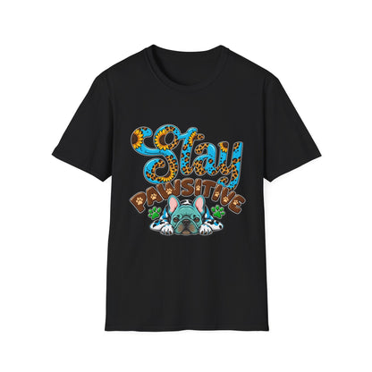 T-Shirt — "Stay Pawsitive" Floral Leopard Dog Graphic Tee