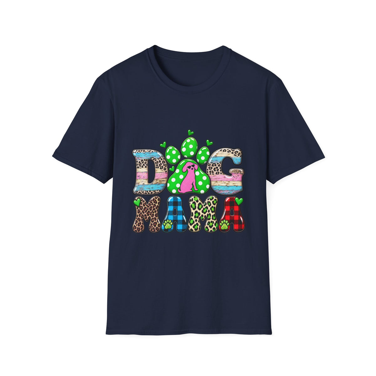 Dog Mama Tee — Colorful Paw & Cactus Graphic T-Shirt