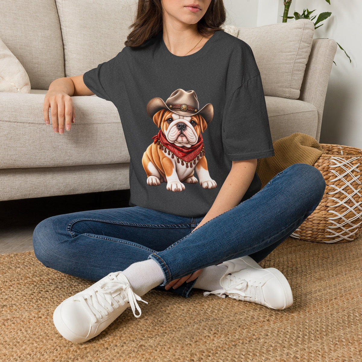 Bulldog Cowboy T-Shirt  Cute Western Dog