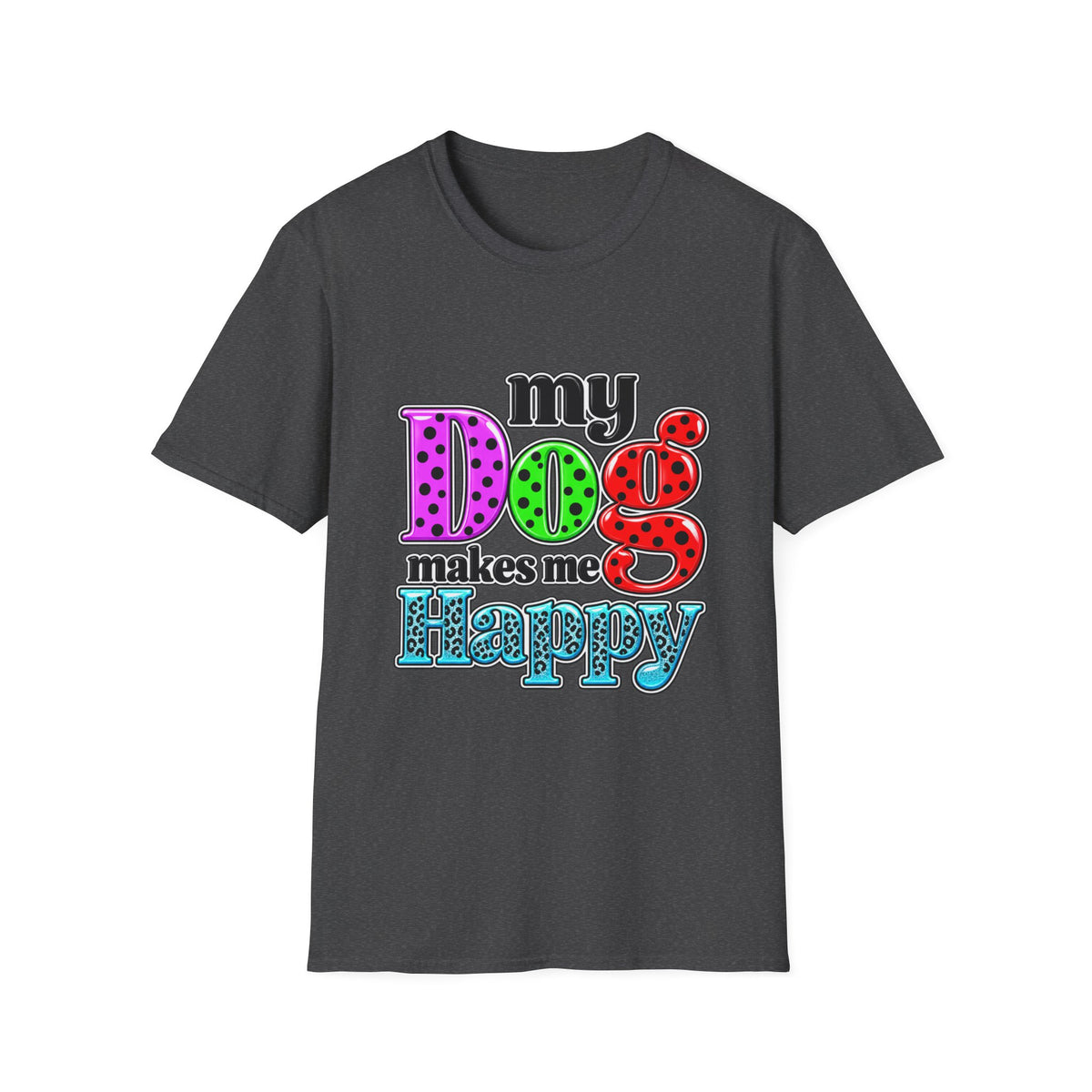 My Dog Makes Me Happy Colorful Retro Graphic
