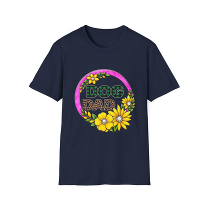 Dog Dad T‑Shirt — Floral Plaid Pet Lover Tee