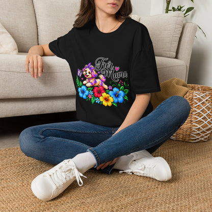 "Fur Mama" Colorful Puppy Floral Graphic Tee