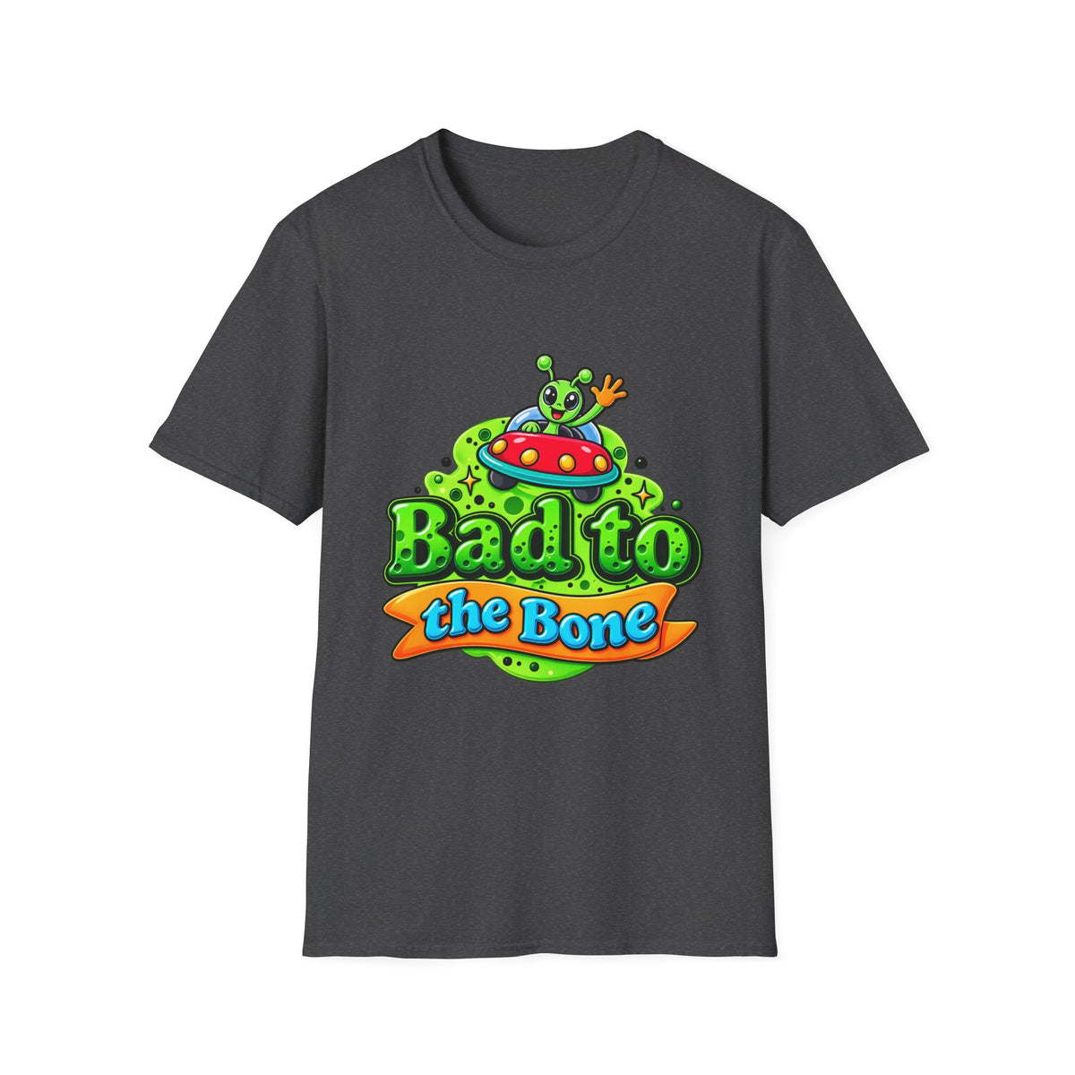 Bad to the Bone Alien T-Shirt — Cute UFO Cartoon Tee