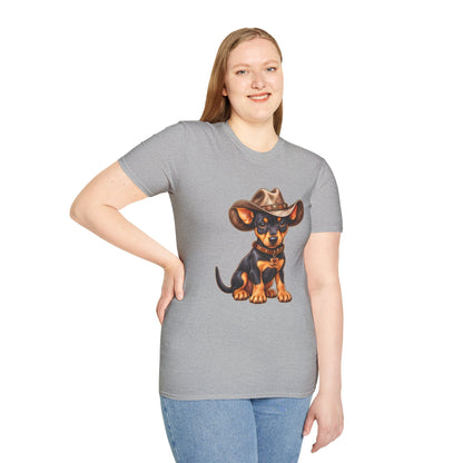 Cowboy Pup T‑Shirt  Cute Dachshund in Western Hat