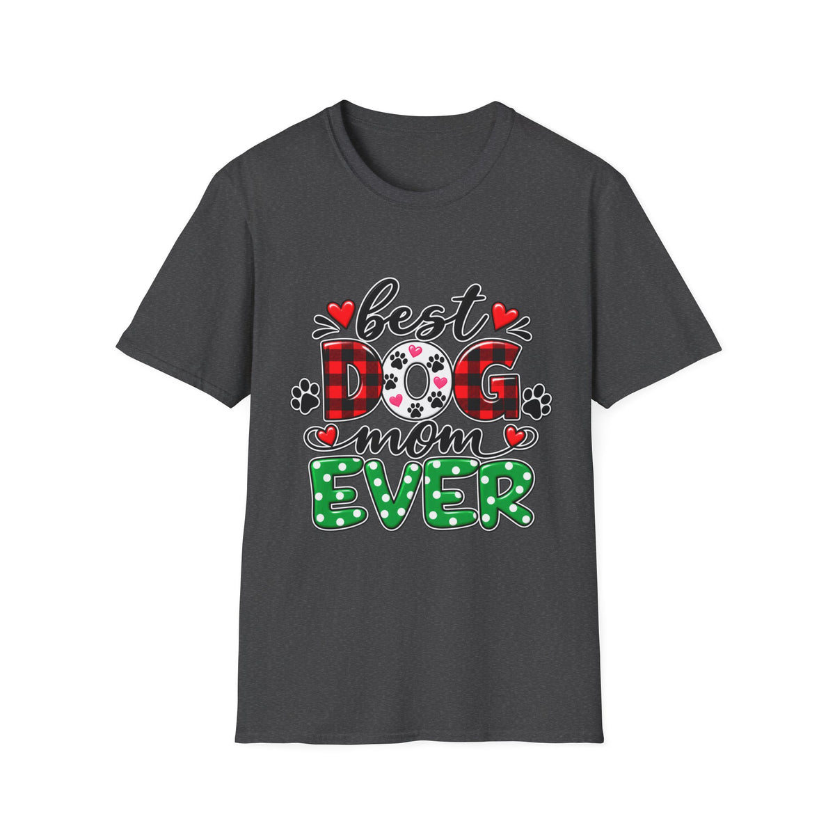 Best Dog Mom Ever T-Shirt — Plaid & Paw Print