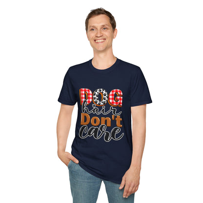 Dog Hair Don't Care T-Shirt — Cute Plaid & Paw Graphic Tee for Dog Lovers