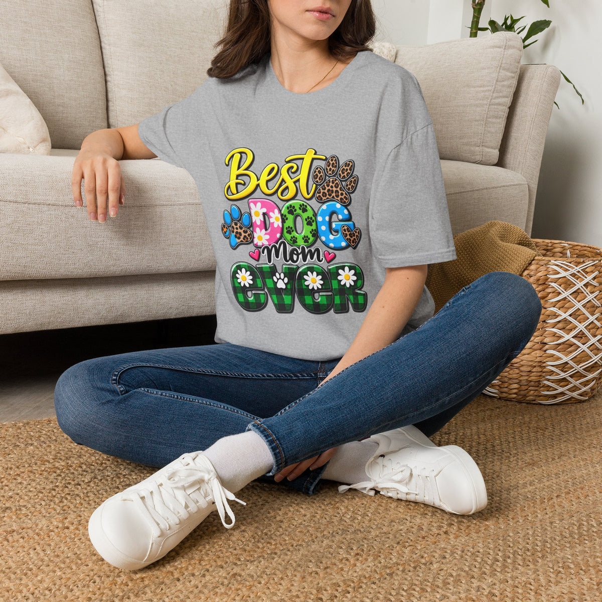 Best Dog Mom Ever T-Shirt — Colorful Paw Print