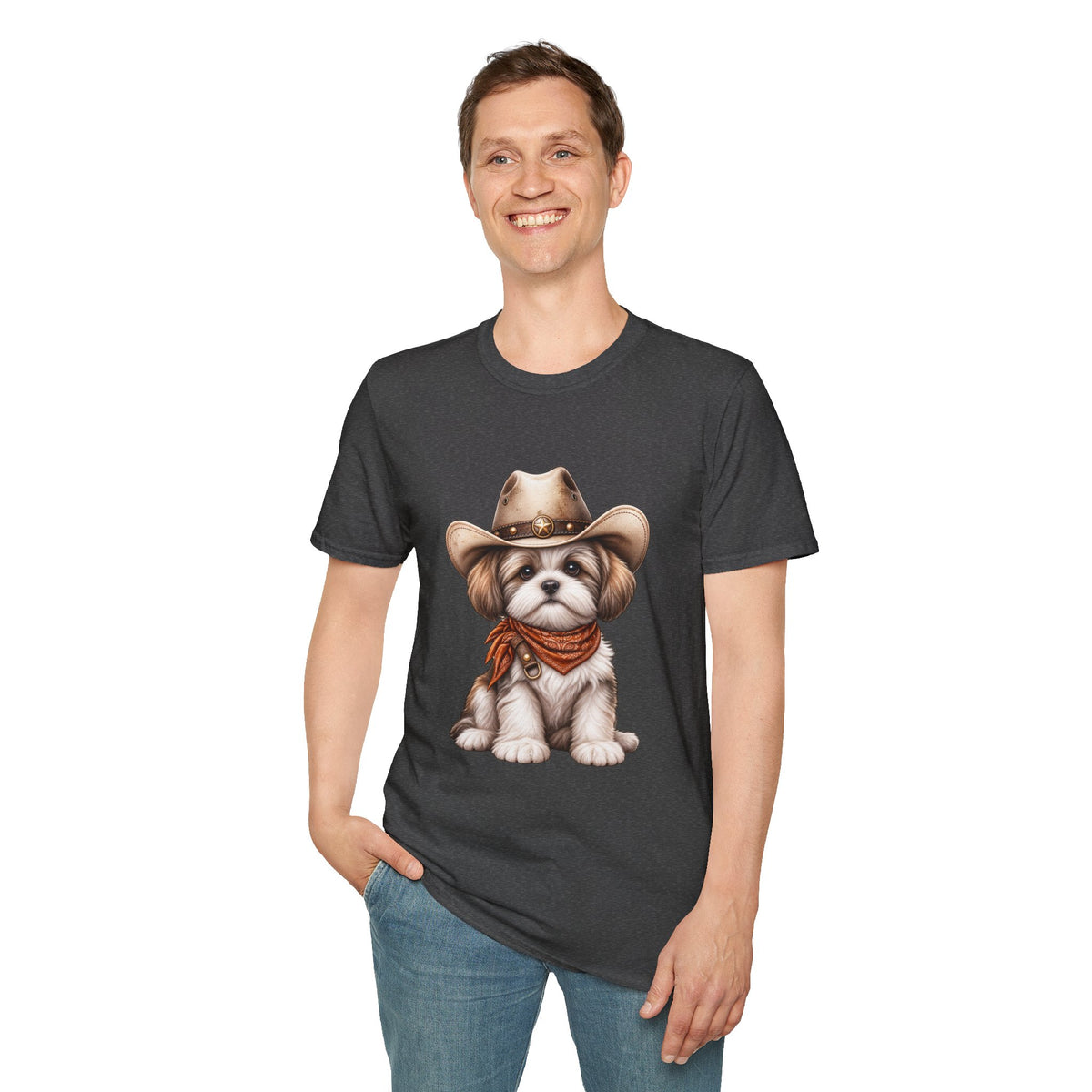 Cute Shih Tzu in Western Hat & Bandana