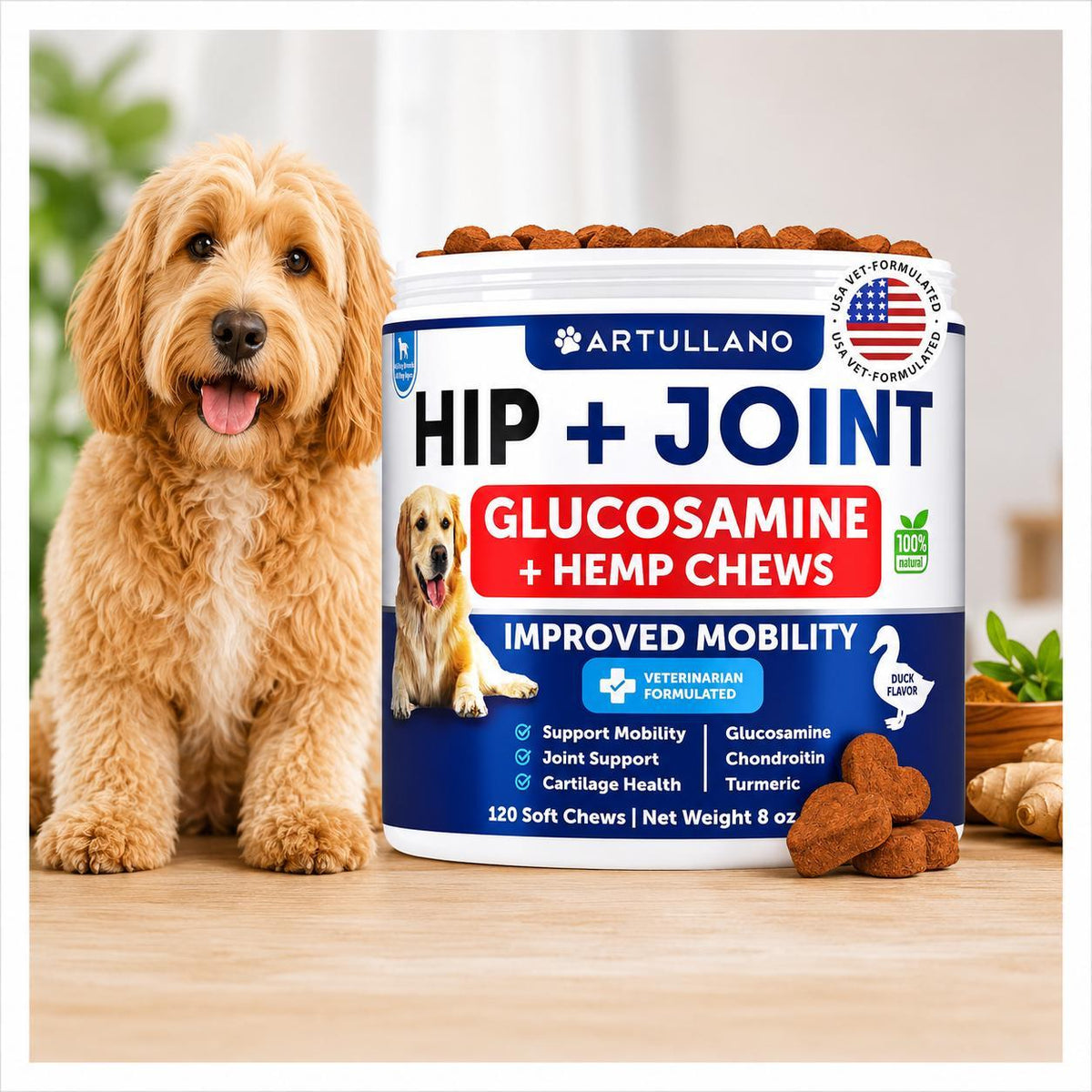 Hemp Glucosamine Joint Support Chews for Dogs