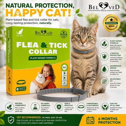 Natural Cat Flea Tick Collar 6-Month Protection