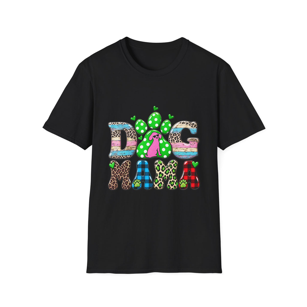 Dog Mama Tee — Colorful Paw & Cactus Graphic T-Shirt