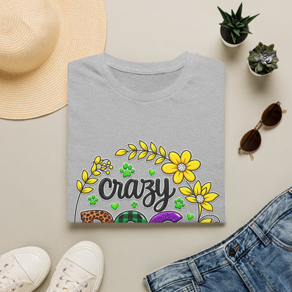 Crazy Dog Lady T-Shirt — Floral Paw Print Women's Tee