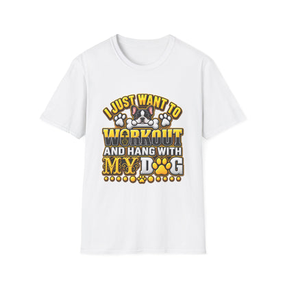 Workout & Hang With My Dog T-Shirt — Funny Dog Lover Fitness Tee
