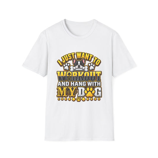 Workout & Hang With My Dog T-Shirt — Funny Dog Lover Fitness Tee