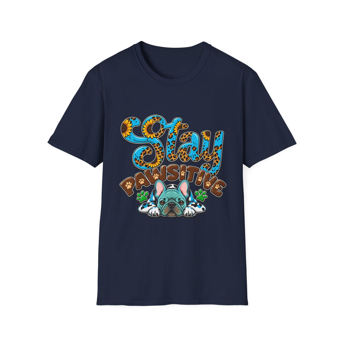 T-Shirt — "Stay Pawsitive" Floral Leopard Dog Graphic Tee