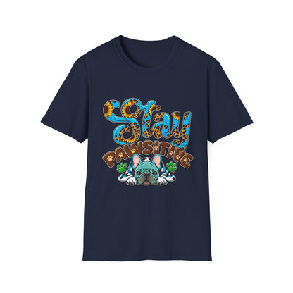 T-Shirt — "Stay Pawsitive" Floral Leopard Dog Graphic Tee