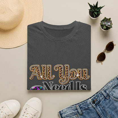 T-Shirt — "All You Need Is Love" Retro Leopard & Neon Heart Graphic Tee