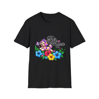 "Fur Mama" Colorful Puppy Floral Graphic Tee