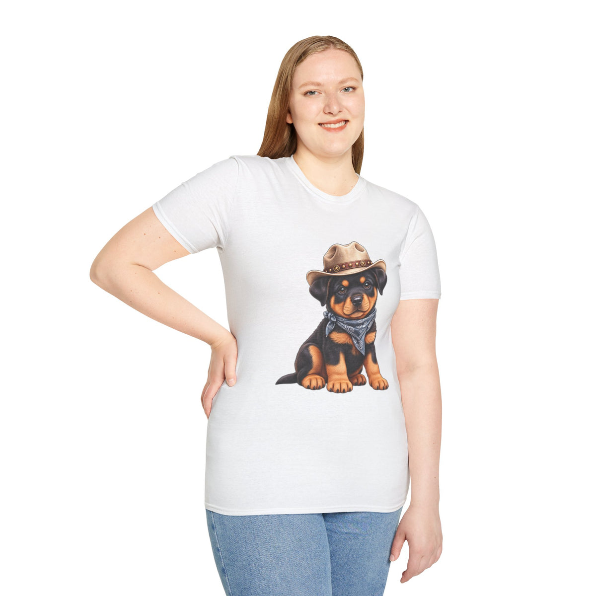 Cowboy Rottweiler T-Shirt Cute Puppy in Cowboy Hat