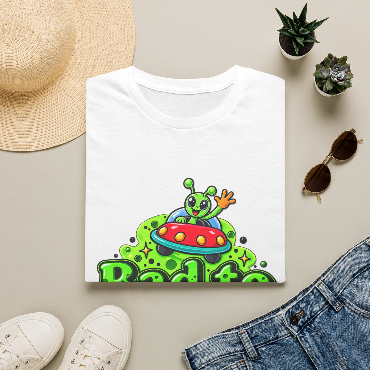 Bad to the Bone Alien T-Shirt — Cute UFO Cartoon Tee