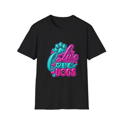 Live Love Dogs Graphic T-Shirt – Cute Paw Print Dog Lover Tee