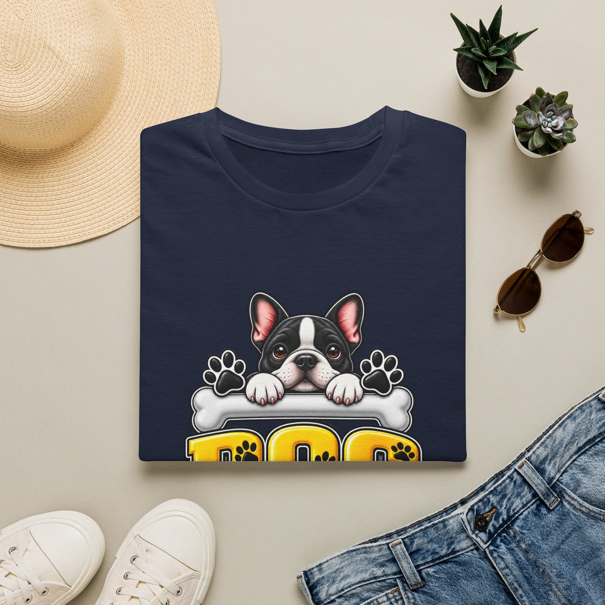 Cute French Bulldog Paw Print Graphic Tee