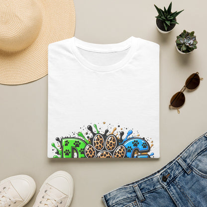 Dog Paw Splash T-Shirt Leopard Print Paw Graphic