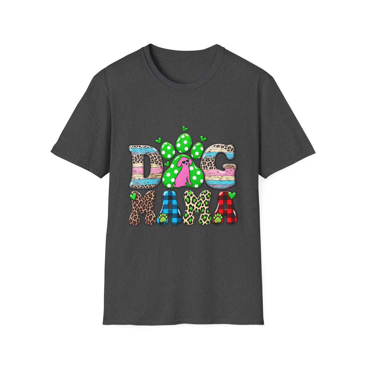 Dog Mama Tee — Colorful Paw & Cactus Graphic T-Shirt