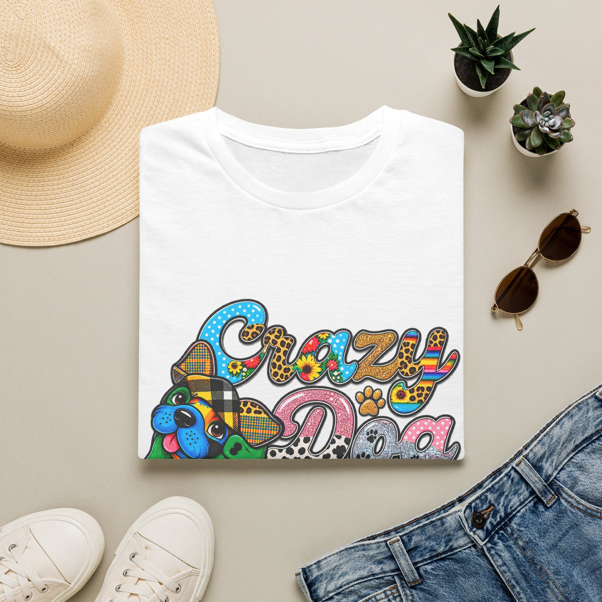 Crazy Dog Lady T-Shirt — Colorful Retro Dog Lover Tee