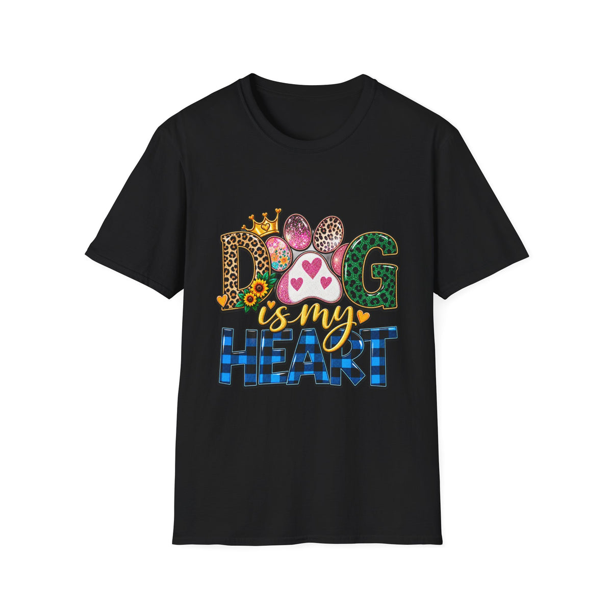 Dog Is My Heart T-Shirt — Colorful Paw Print