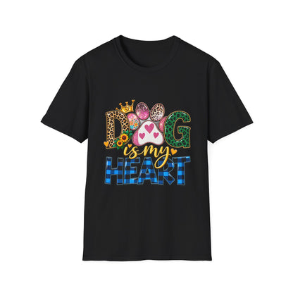 Dog Is My Heart T-Shirt — Colorful Paw Print
