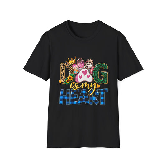 Dog Is My Heart T-Shirt — Colorful Paw Print